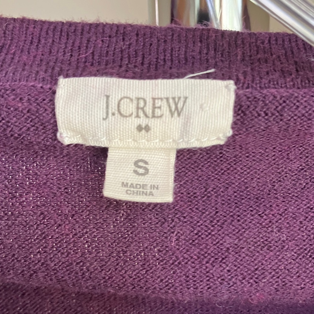 J. Crew Purple Silk Ruffle Trim Cardigan - Picture 2 of 8
